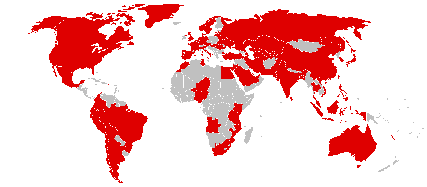 Countries initially affected in the WannaCry ransomware attack